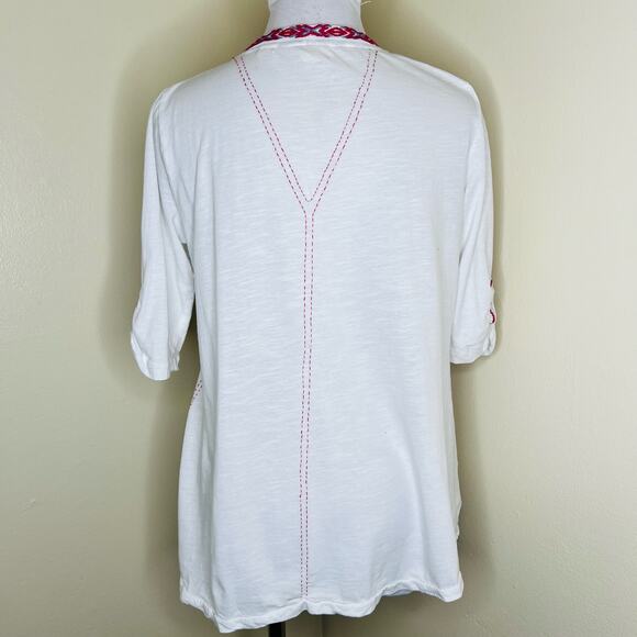 Anthropologie Paper Locket Peasant Top SMALL Embroidered Tasseled Cotton Red - Picture 6 of 9